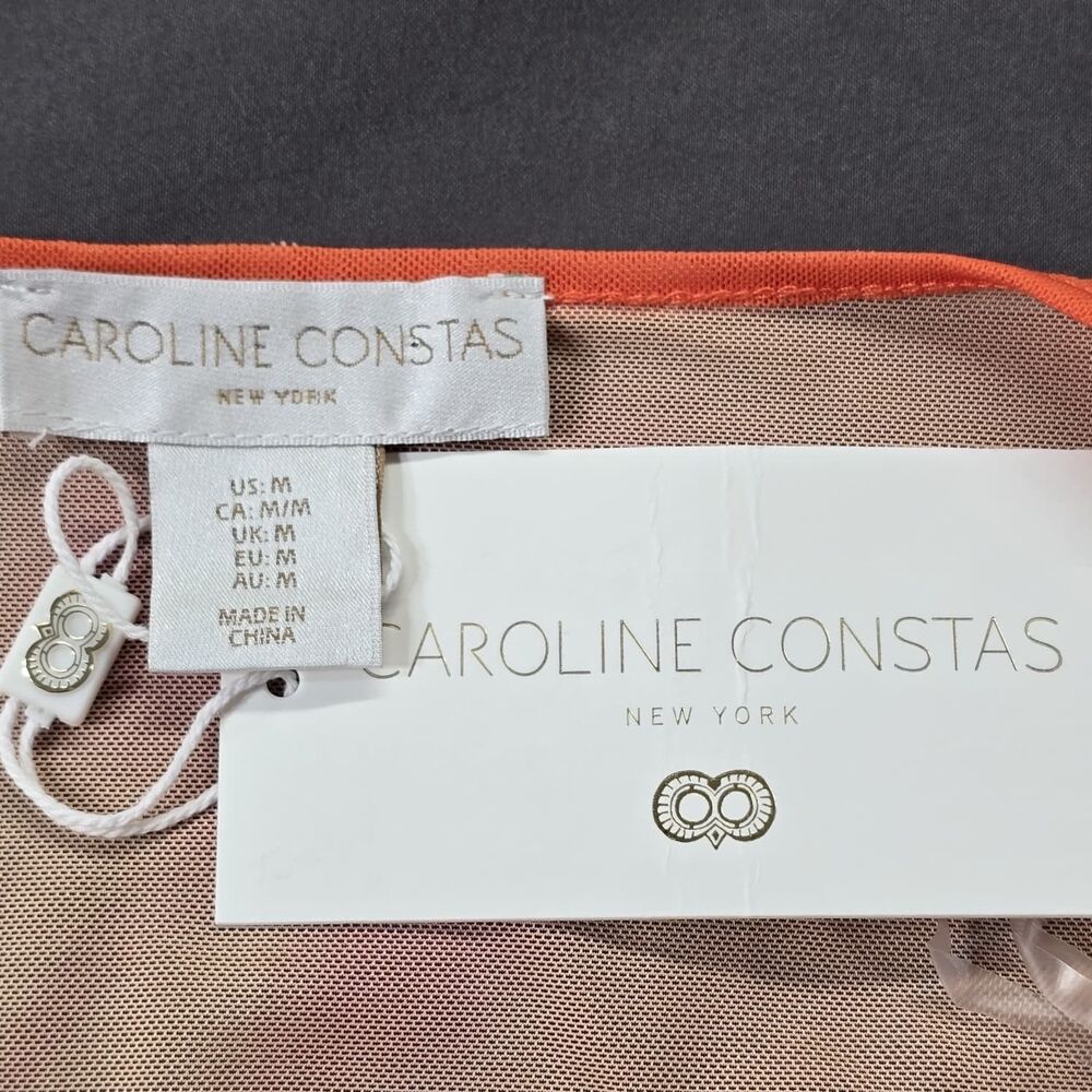 CAROLINE CONSTAS Mesh Midi Dress Cover Up M Orange with Red & Yellow Tie‑Dye New - Picture 10 of 13